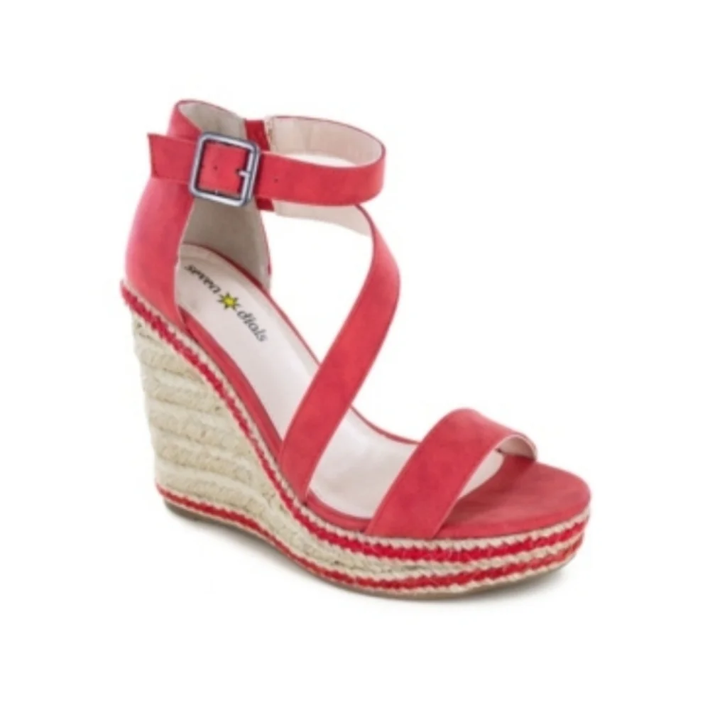 Seven Dials Berlina Espadrille Wedge Sandal Red Nubuck 8M NEW NIB